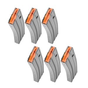 6-Pack - Duramag Speed AR-15 30 Round Aluminum Magazine - GRY