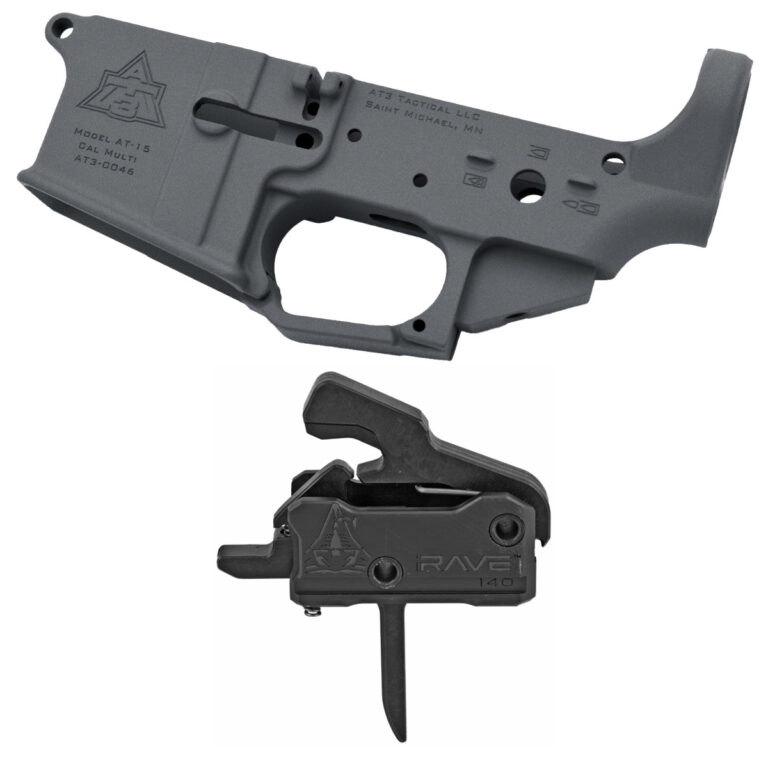 AT3 Tactical AT-15 Lower with Rise Armament Rave 140 Trigger - Tungsten - Flat