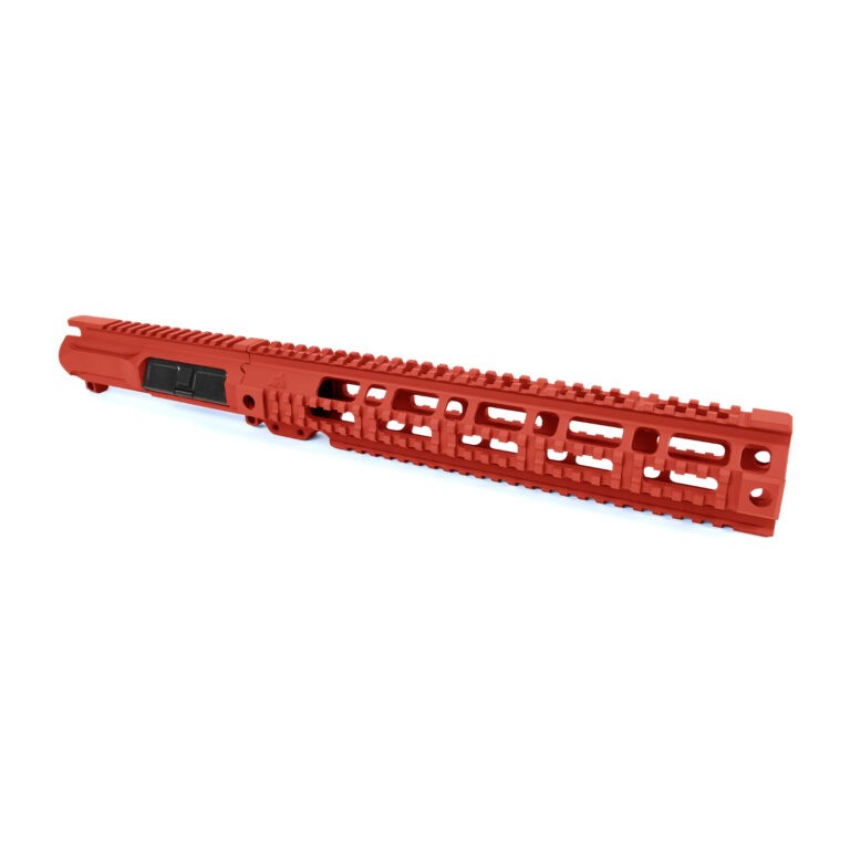 AT3 Tactical Billet Upper and Pro Quad Rail AR-15 Handguard Combo - Red - 12 Inch