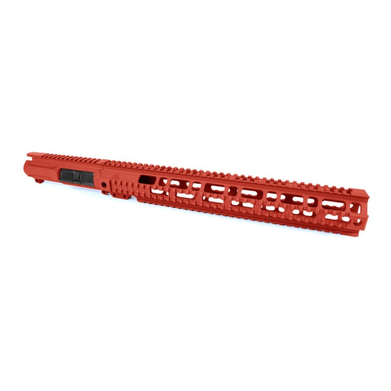 AT3 Tactical Billet Upper and Pro Quad Rail AR-15 Handguard Combo - Red - 15 Inch