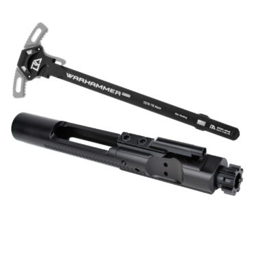 AT3 Tactical Black Nitride 5.56 Bolt Carrier Group with Breek Warhammer AR-15 Charging Handle - Micro Latch - Gray