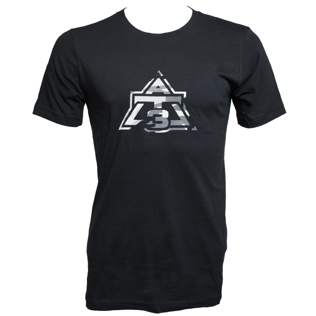 AT3 Tactical Black Stealth Camo Tee Shirt - Front