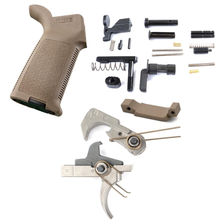 AT3 Tactical Enhanced Lower Parts Kit with Nickel Teflon Trigger - Curved Face - Flat Dark Earth