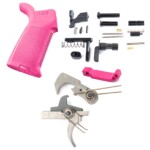AT3 Tactical Enhanced Lower Parts Kit with Nickel Teflon Trigger - Curved Face - Pink