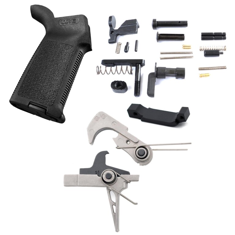 AT3 Tactical Enhanced Lower Parts Kit with Nickel Teflon Trigger - Flat Face - Black
