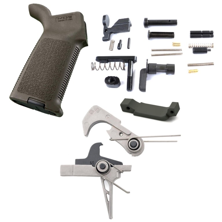 AT3 Tactical Enhanced Lower Parts Kit with Nickel Teflon Trigger - Flat Face - OD Green