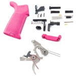AT3 Tactical Lower Parts Kit with 2 Stage Nickel Boron Trigger and Magpul MOE Grip - Curved Face - Pink