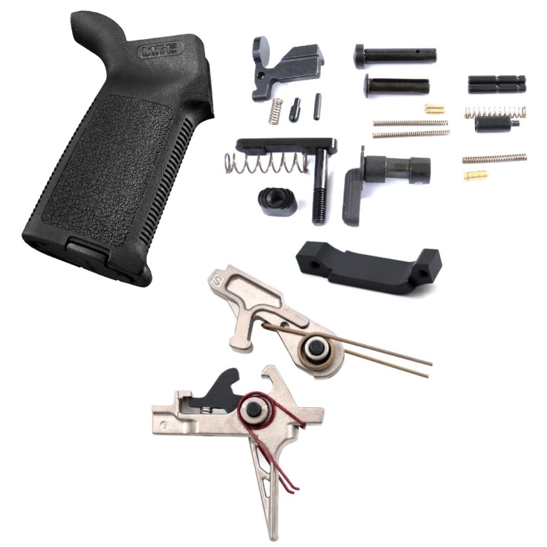 AT3 Tactical Lower Parts Kit with 2 Stage Nickel Boron Trigger and Magpul MOE Grip - Flat Face - Black