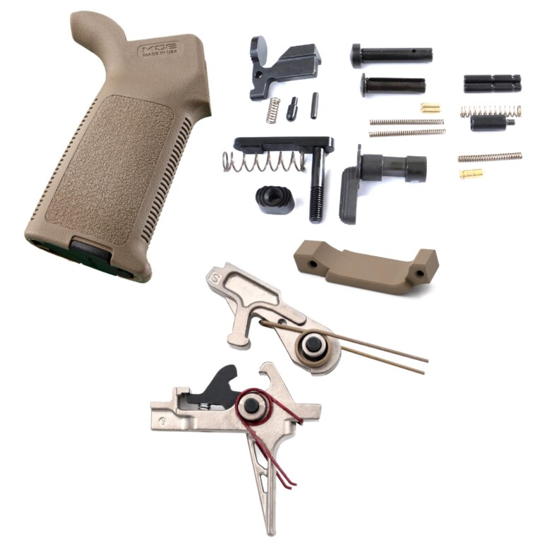 AT3 Tactical Lower Parts Kit with 2 Stage Nickel Boron Trigger and Magpul MOE Grip - Flat Face - Flat Dark Earth