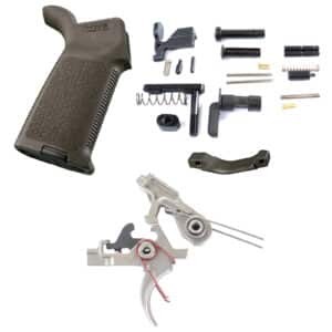 AT3 Tactical Lower Parts Kit with 2 Stage Nickel Boron Trigger and Magpul MOE Grip - OD Green, With Trigger Guard