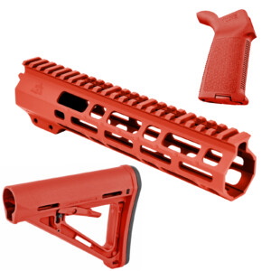 AT3 Tactical SPEAR Furniture Kit with Magpul MOE Grip and Stock - Red, 9 Inch