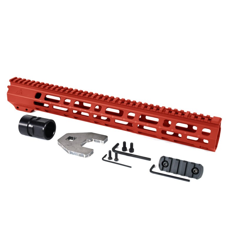AT3 Tactical SPEAR M-LOK Free Float Handguard - Red - 12 Inch
