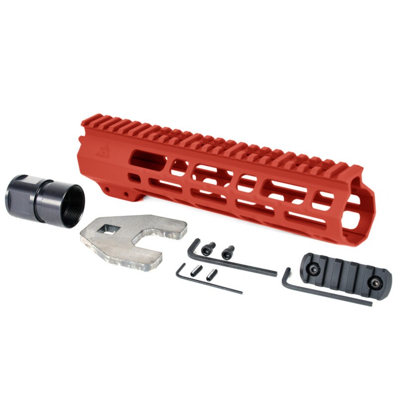 AT3 Tactical SPEAR M-LOK Free Float Handguard - Red - 9 Inch
