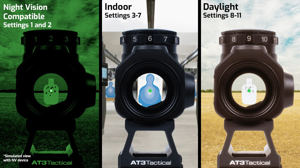 AT3 Tactical Alpha Green Dot Sight - Shake Awake Red Dot Sight with Night Vision Compatibility