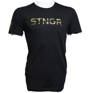 STNGR USA Black Woodland Camo Tee Shirt - Front