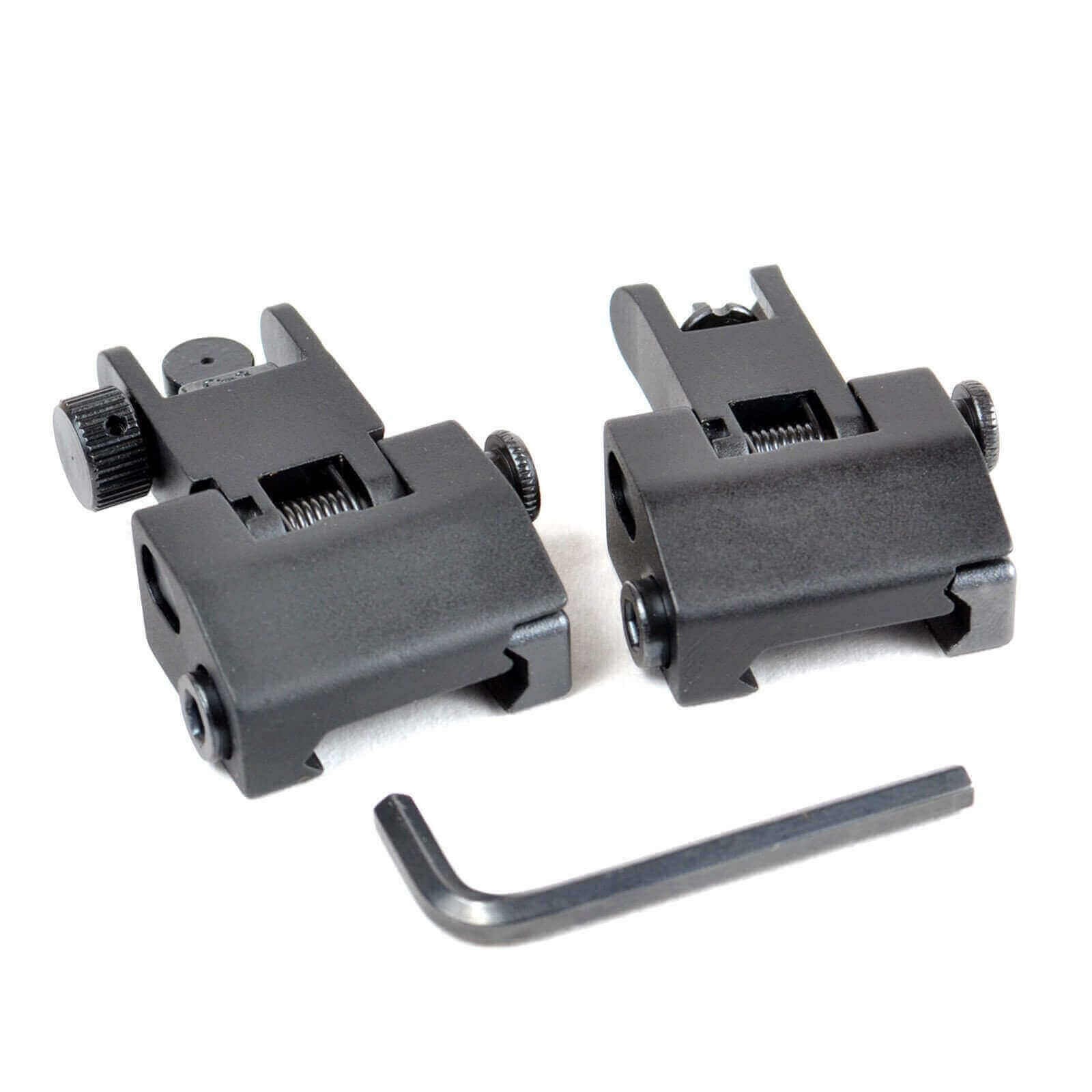 AT3™ Flip-Up Spring-Assisted Backup Iron Sights - Front & Rear Set - Same Plane