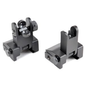 AT3™ Flip-Up Spring-Assisted Backup Iron Sights - Front & Rear Set - Same Plane