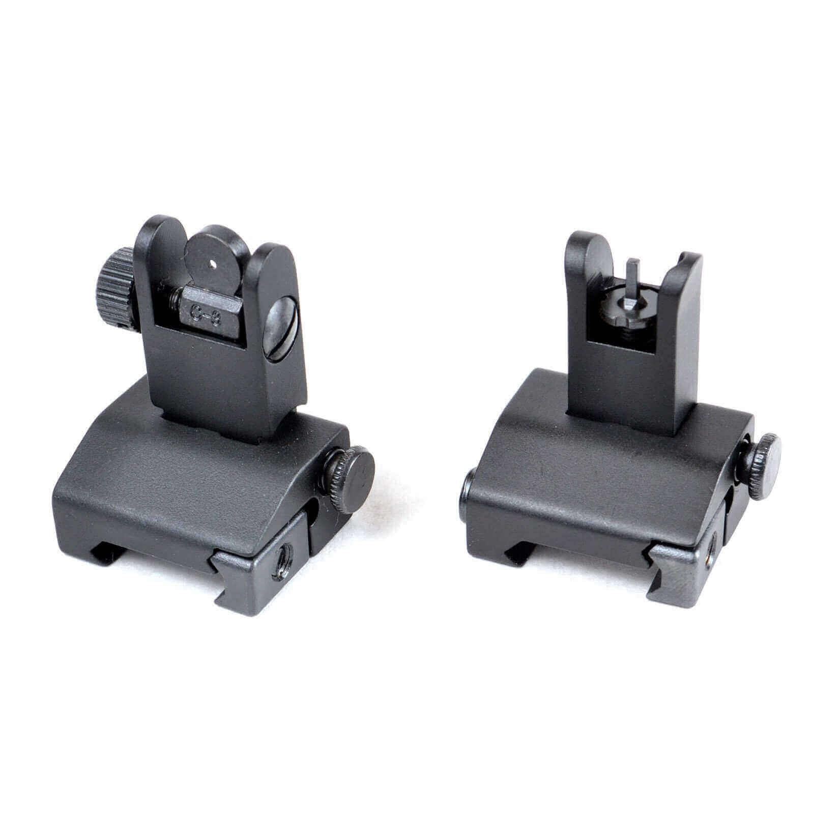 AT3™ Flip-Up Spring-Assisted Backup Iron Sights - Front & Rear Set - Same Plane