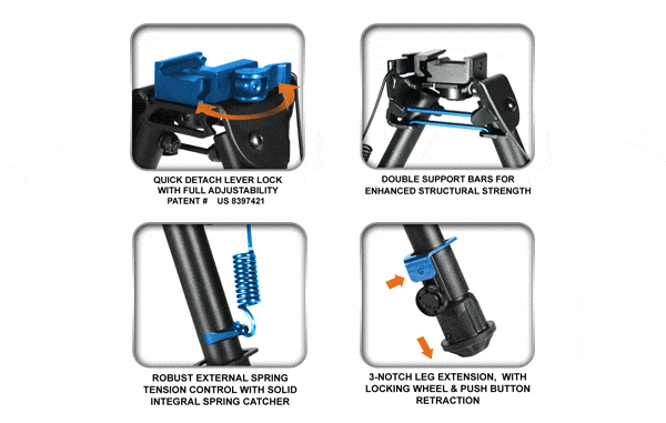 UTG Tactical OP QD Bipod - QD Lever Mount - 2 Heights Available