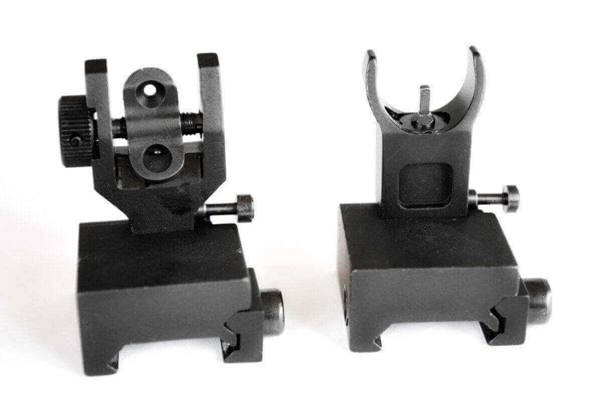 BLEMISHED - AT3 Tactical Pro Series Flip-Up Backup Iron Sights (BUIS) - Front & Rear Set - Same Plane - IS-09