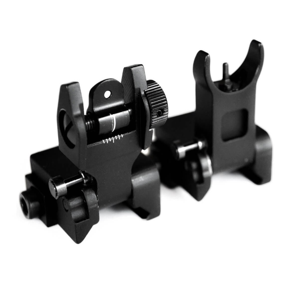 AT3™ Pro Series AR 15 Flip-Up Backup Iron Sights (BUIS) – Front & Rear Set – Same Plane – IS-09